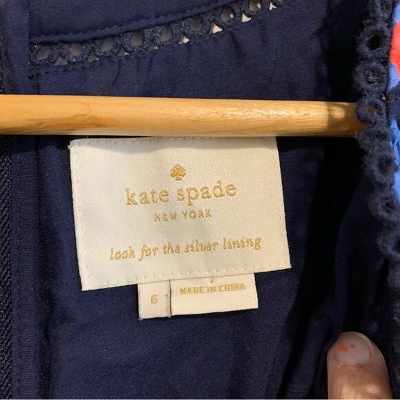 Kate Spade Blue and Red Floral Sleeveless V Neck Mini Dress - Picture 7 of 15